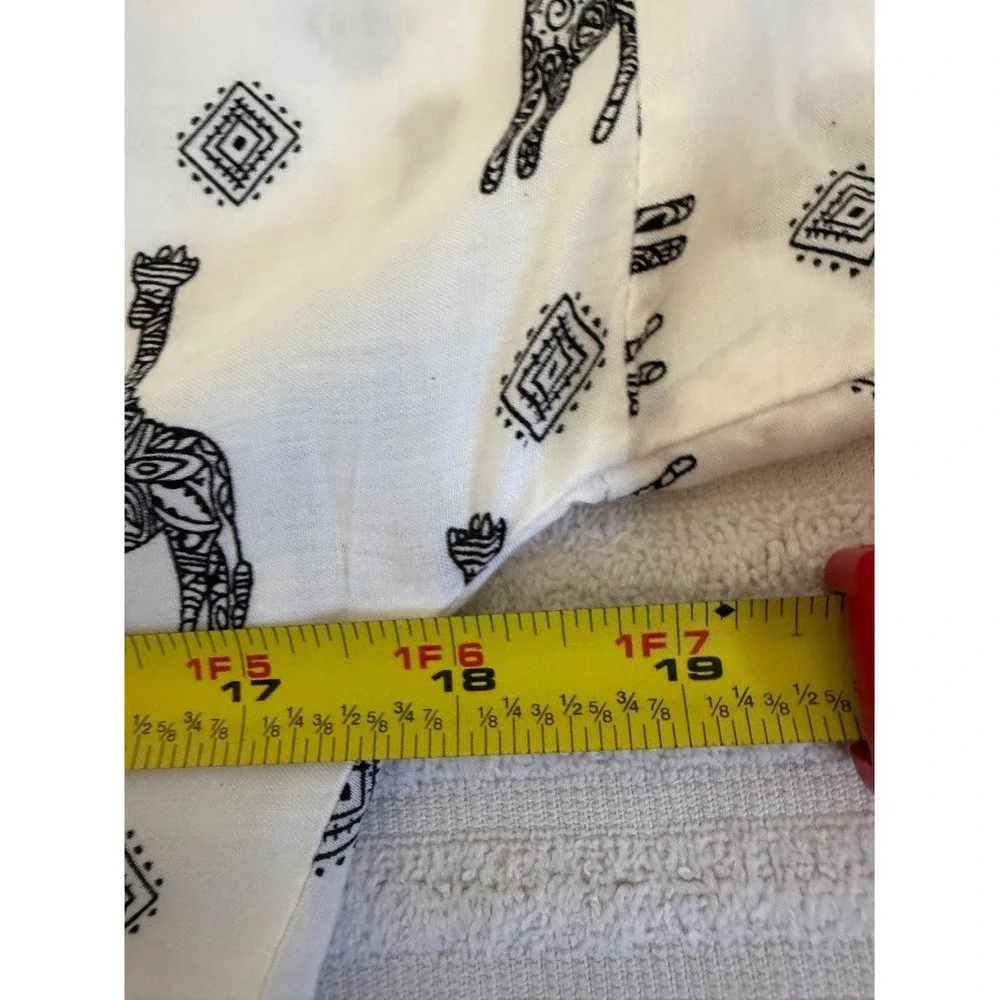Relipop Womens Kimono Cardigan White Black Giraffe Print Boho‎ Pom Pom Trim M